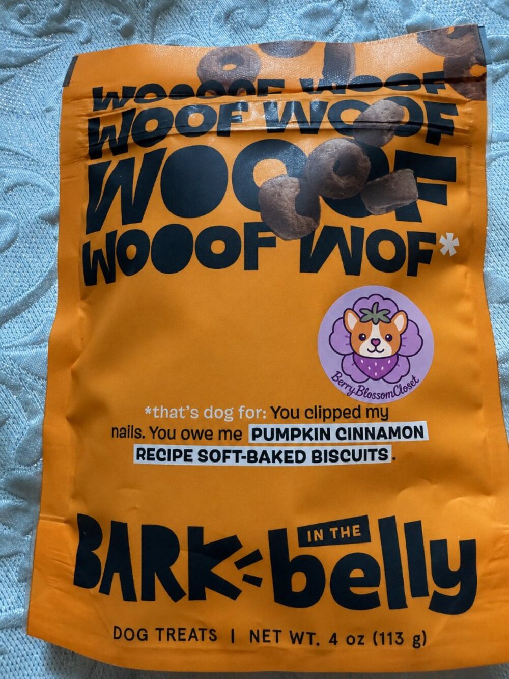 SEALED - BARK In The Belly Pumpkin Cinnamon Dog Treats - No grain - Exp 07/2027